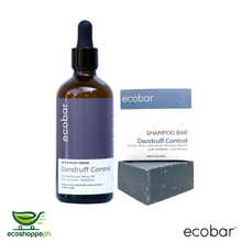 Load image into Gallery viewer, Ecobar Dandruff Control Set | Shampoo Bar + Serum Bundle With Tea Tree Extract + Neem Oil + Zinc Gluconate + Prebiotics
