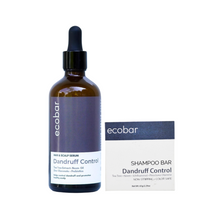 Load image into Gallery viewer, Ecobar Dandruff Control Set | Shampoo Bar + Serum Bundle With Tea Tree Extract + Neem Oil + Zinc Gluconate + Prebiotics
