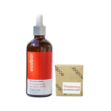 Load image into Gallery viewer, Ecobar Thickening Set | Shampoo Bar + Serum Bundle With Gugo + Applestem + Pea Peptide For Hair Growth