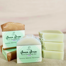 Load image into Gallery viewer, Essencea Guava Grove Face and Body Bar 115g | Guava Leaf Soap, Mulberry Tea Cleanser, Nourishing Plant-Based Bar