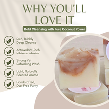 Load image into Gallery viewer, Essencea Hibiscus Noir Face and Body Bar 80g | Pure Coconut Oil Soap with Hibiscus Tea for Deep, Refreshing Cleanse