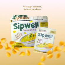 Load image into Gallery viewer, Greens & Grains Sipwell Creamy Instant Corn Soup 20g/Sachet - 10 Sachets | Milk Thistle, Pea Protein, Malunggay, Sodium Ascorbate, Chlorella Powder