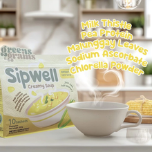 Load image into Gallery viewer, Greens & Grains Sipwell Creamy Instant Corn Soup 20g/Sachet - 10 Sachets | Milk Thistle, Pea Protein, Malunggay, Sodium Ascorbate, Chlorella Powder