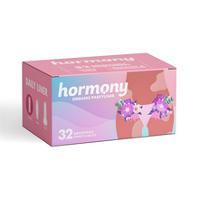 Load image into Gallery viewer, Hormony Organic Pantyliners (Pack of 32) | With Breathable Cotton Top Sheet and Bottom Layer

