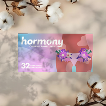 Load image into Gallery viewer, Hormony Organic Pantyliners (Pack of 32) | With Breathable Cotton Top Sheet and Bottom Layer
