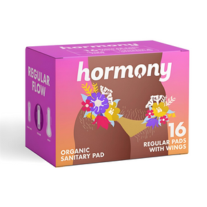 Hormony Organic Regular Sanitary Pads With Wings (Pack of 16) | Ultra-Thin Design, With Cotton Top Sheet, 7-Layer Protection
