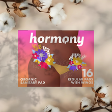 Load image into Gallery viewer, Hormony Organic Regular Sanitary Pads With Wings (Pack of 16) | Ultra-Thin Design, With Cotton Top Sheet, 7-Layer Protection
