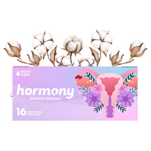 Load image into Gallery viewer, Hormony Organic Tampons for Heavy Flow (Pack of 16) | Free of Chlorine, Fragrance, and Allergens
