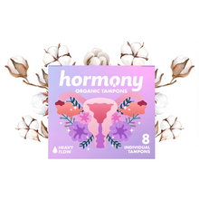 Load image into Gallery viewer, Hormony Organic Tampons for Heavy Flow (Pack of 8) | Free of Chlorine, Fragrance, and Allergens