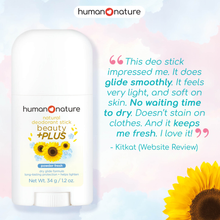 Load image into Gallery viewer, Human Nature Beauty +PLUS Deodorant Stick Powder Fresh 34g | Dry Glide Formula, Long Lasting Protection, Helps Lighten Underarms