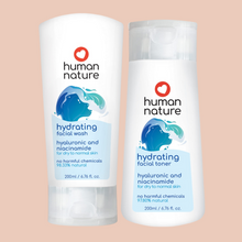 Load image into Gallery viewer, Human Nature Hydrating Facial Wash and Toner Bundle | Hyaluronic Acid and Niacinamide for Dry to Normal Skin