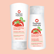 Load image into Gallery viewer, Human Nature Nourishing Facial Wash and Toner Bundle | Tomato with Cica, Mangosteen for Delicate to Normal Skin