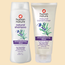 Load image into Gallery viewer, Human Nature Strengthening +PLUS Shampoo and Conditioner Bundle | Rosemary to Help Regrowth and Keep Hair Strong & Full