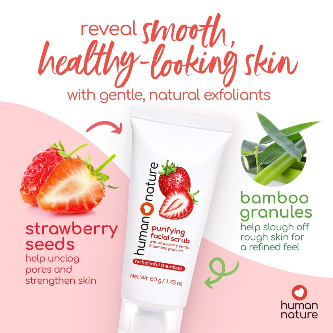 strawberry seeds exfoliant Human Nature Natural Purifying Facial Scrub with Strawberry Seeds and – Ecoshoppe PH