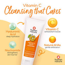 Load image into Gallery viewer, Human Nature Vitamin C Facial Cleanser 100ml | Niacinamide + Hyaluronic Acid for Dull, Uneven Skin Tone