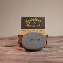 Load image into Gallery viewer, Lovish Charcoal Soap with Vanilla and Mint 90g | All-Natural, Cold Processed