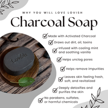 Load image into Gallery viewer, Lovish Charcoal Soap with Vanilla and Mint 90g | All-Natural, Cold Processed