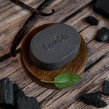 Load image into Gallery viewer, Lovish Charcoal Soap with Vanilla and Mint 90g | All-Natural, Cold Processed