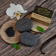 Load image into Gallery viewer, Lovish Charcoal Soap with Vanilla and Mint 90g | All-Natural, Cold Processed