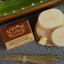Load image into Gallery viewer, Lovish Gugo Shampoo Bar with Aloe Vera and Shea Butter 90g | All-Natural, Cold Processed, For Hair Fall