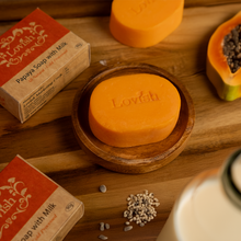Load image into Gallery viewer, Lovish Papaya Soap with Milk 90g | All-Natural, Cold Processed