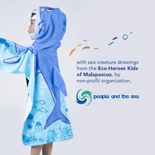 Load image into Gallery viewer, MAGWAI Baby Shark Kids Towel Hoodie | 100% Cotton Hooded Bath Towel, Soft, Absorbent, Kids Beach & Swim Poncho Cape