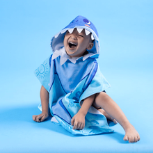 Load image into Gallery viewer, MAGWAI Baby Shark Kids Towel Hoodie | 100% Cotton Hooded Bath Towel, Soft, Absorbent, Kids Beach & Swim Poncho Cape