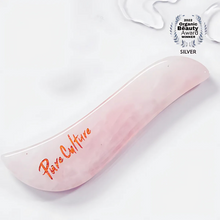 Load image into Gallery viewer, Pure Culture S-Shaped Rose Quartz Gua Sha In a Box | Chinese Rose Quartz Stone, Lifts & Depuffs Natural Face Sculptor