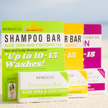Load image into Gallery viewer, Ecowash Complete Set | Keratin Shampoo and Conditioner Bar, Aloe Vera and Coconut Shampoo Bar, Jojoba and Shea Butter Conditioner Bar