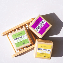 Load image into Gallery viewer, Ecowash Complete Set 80g | Keratin Shampoo and Conditioner Bar, Aloe Vera and Coconut Shampoo Bar, Jojoba and Shea Butter Conditioner Bar