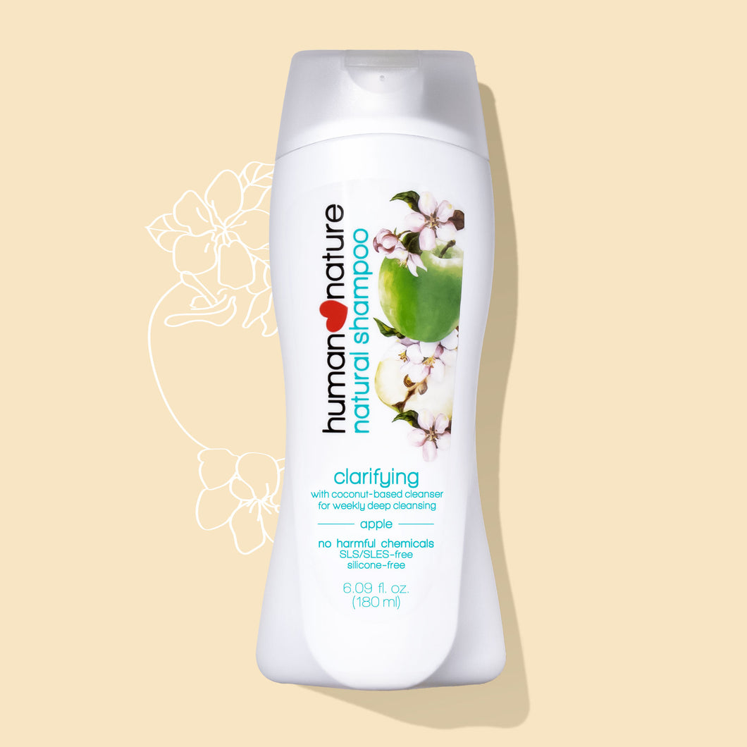 Human Nature 100% Natural Clarifying Shampoo 180ml | Apple Scent with Coconut-Based Cleanser for Weekly Deep Cleansing
