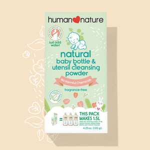 Human Nature Natural Fragrance-Free Baby Bottle and Utensil Cleansing Powder 120g (Makes 1.5L)