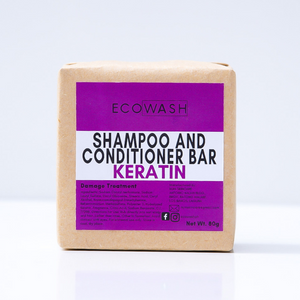 Ecowash Keratin Shampoo and Conditioner Bar for Damage Treatment 80g