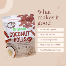 Load image into Gallery viewer, Pat’s Organic Snacks Organic Coconut Rolls Chocolate Flavor 140g
