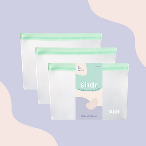 Slidr PH Reusable Stand Up Storage Bags With Double Lock Seal - Large (Pack of 3)