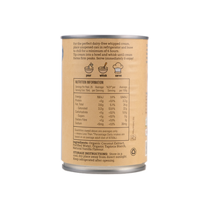 The Tender Table Organic Dairy-Free Coconut Whipping Cream Vanilla Flavor 400ml