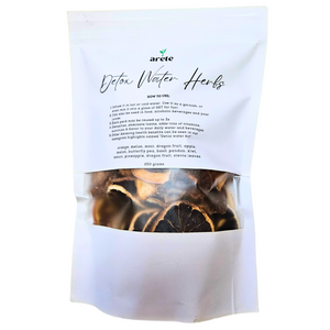 Areté Detox Water Herbs 250g | Orange, Melon, Mint, Dragon Fruit, Apple, Butterfly Pea, Basil, Pandan, Kiwi, Lemon, Pineapple, Stevia Leaves