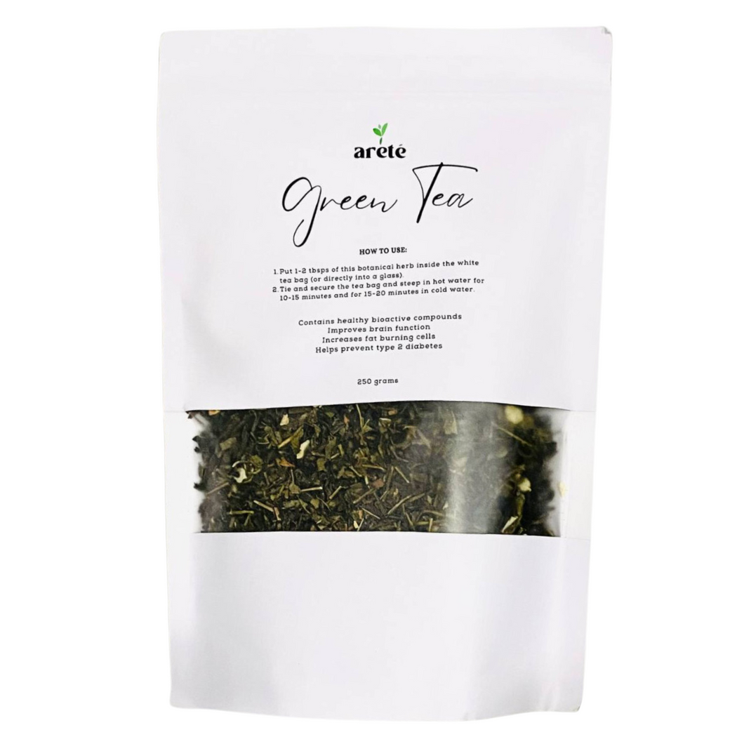 Areté Green Tea Loose Leaf Tea 250g | Improves Brain Function, Increases Fat Burning Cells