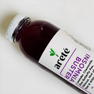 Areté Insomnia Buster Cold Pressed Juice 350ml | Lavender, Chamomile, Blue Butterfly Pea, Hibiscus, Hint of Cherry, Hint of Raw & Wild Honey, Naturally Alkaline Spring Water