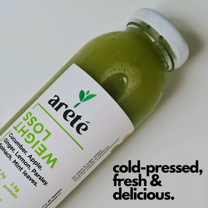 Areté Weight Loss Cold Pressed Juice 350ml | Cucumber, Apple, Ginger, Lemon, Parsley, Spinach, Mint Leaves