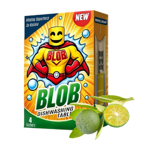 BLOB Dishwashing Tablets Calamansi - 4 Sachets (8 Tablets x 250ml) | Eco-Friendly, Zero Waste, Powerful Grease Removal, Fresh Citrus Scent