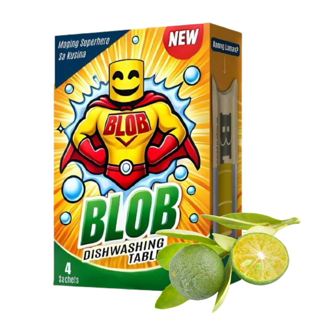 BLOB Dishwashing Tablets Calamansi - 4 Sachets (8 Tablets x 250ml) | Eco-Friendly, Zero Waste, Powerful Grease Removal, Fresh Citrus Scent