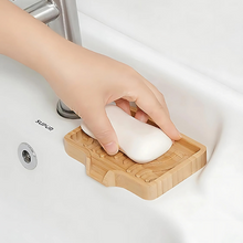 Load image into Gallery viewer, Bamboo Soap Dish Holder Tray Wood Bar Soap Saver Self Draining Soap Case for Bathtub Hotel Home Decoration Countertop Drying Shower Sink by Project Refill
