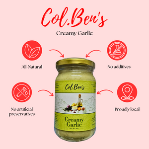 Col. Ben’s Creamy Garlic Sauce 8oz | Organic, No Artificial Preservatives, No Additives