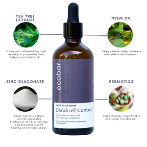 Ecobar PH Dandruff Control Hair and Scalp Serum 100ml | Tea Tree Extract + Neem Oil + Zinc Gluconate + Prebiotics