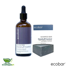 Load image into Gallery viewer, Ecobar Dandruff Control Set | Shampoo Bar + Serum Bundle With Tea Tree Extract + Neem Oil + Zinc Gluconate + Prebiotics
