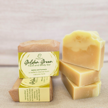Load image into Gallery viewer, Essencea Golden Green Face and Body Bar 115g | Nettle Turmeric Soap, Plant-Based Cleanser, Moisturizing Herbal Bar
