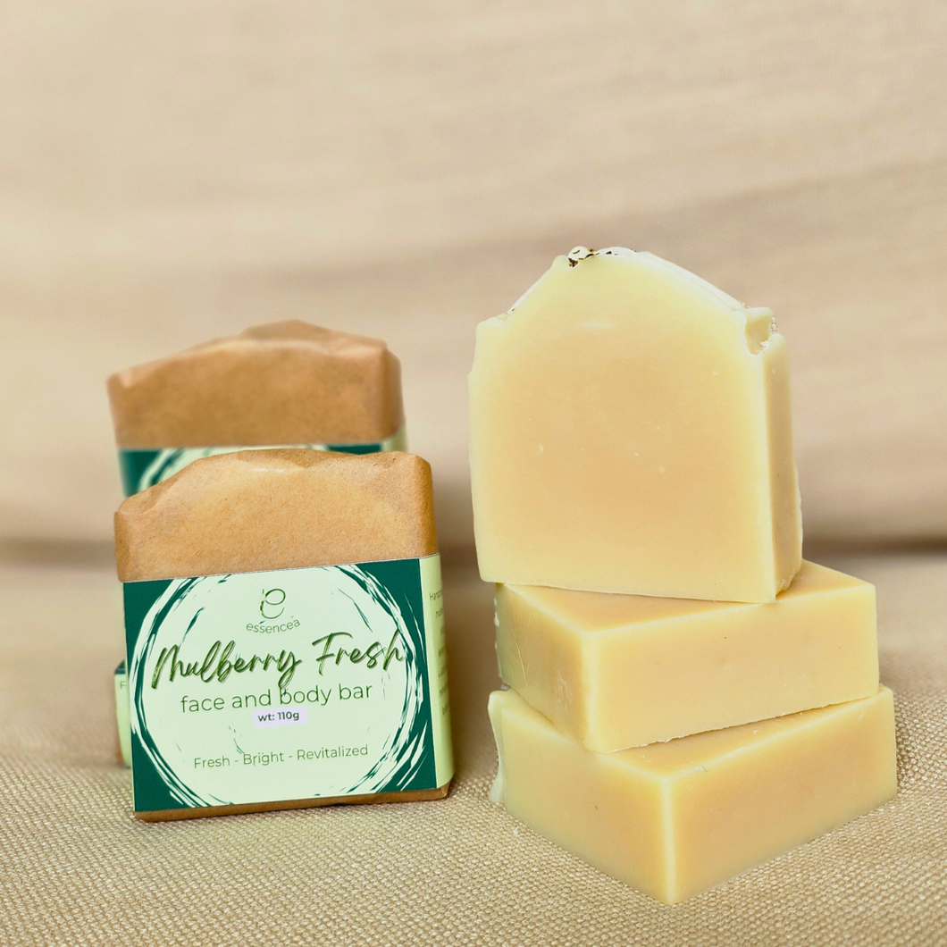 Essencea Mulberry Fresh Face and Body Bar 115g | Mulberry Brightening Soap, Antioxidant-Rich Plant-Based Cleanser