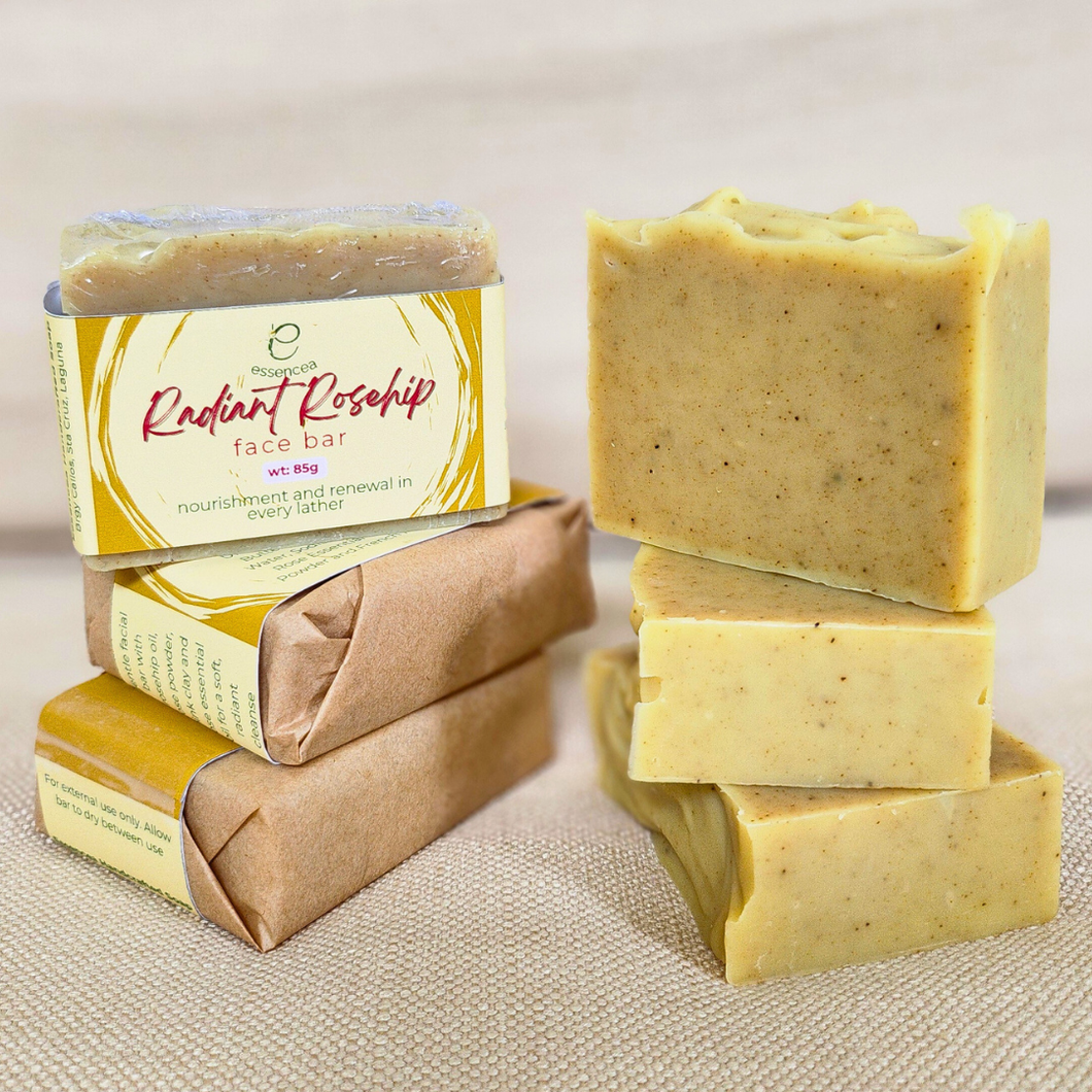 Essencea Radiant Rosehip Face Bar | Rosehip Oil & Pink Clay Soap for Bright, Glowing Skin