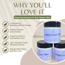 Load image into Gallery viewer, Essencea Whipped Lavender Tallow Body Butter 2oz | Lavender &amp; Frankincense Moisturizer for Soft, Nourished Skin
